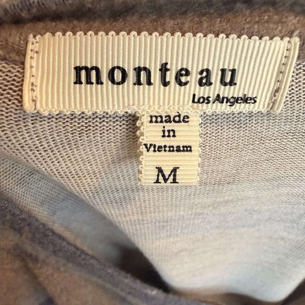 Monteau Los Angeles Chevron Stripe Twist Front Fuzzy Fleece Long Sleeve Top M - Picture 6 of 7